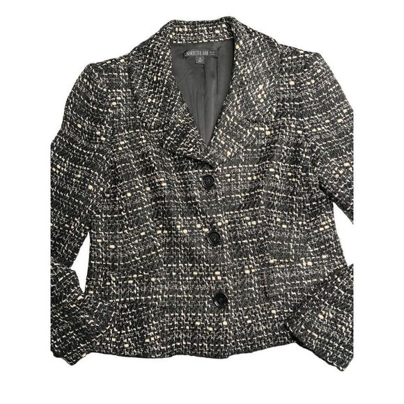 Lafayette 148 Tweed Blazer Jacket black and white size 4 - Picture 1 of 6